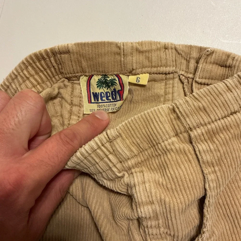 VTG Y2K Weeds Corduroy Shorts‎ Kids Sz 6 Tan Cotton Retro Boho Neutral Earthy